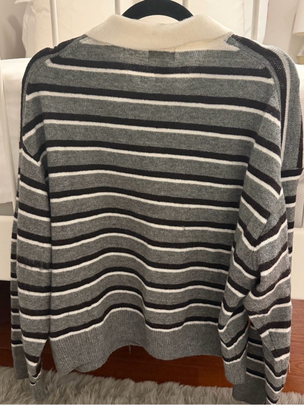 H&M oversized polo sweater Gray melange/striped - Picture 9 of 9